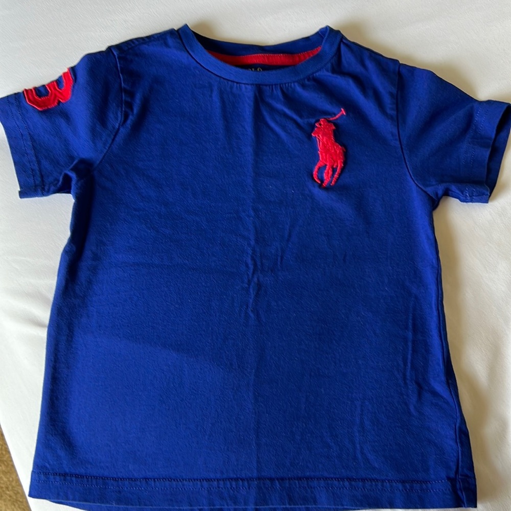 Boys Ralph Lauren blue polo shirt sleeve shirt.